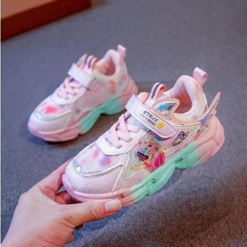 New Arrivel Disney Frozen Children Sneakers Girls Casual Shoes Bring PU Leather Sport Flats Spring 3-10 Years Elsa Shoes