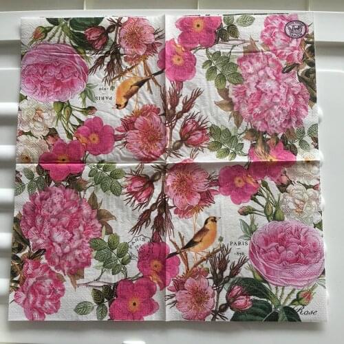 Decoupage paper napkins elegant tissue vintage towel pink bird flower butterfly birthday wedding party home beautiful decor 20