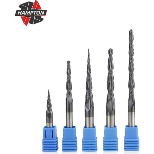 2 Flute Ball Nose Tapered End Mills Tungsten Solid Carbide Milling Cutter 1pcs Taper Router Bits Wood Metal Milling Cutters