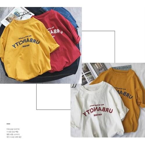 Olevo Korean New Tops Loose Casual Simple Style Printed Short Sleeve Harajuku Tshirts Plus Size Womens T-shirts Women Clothes