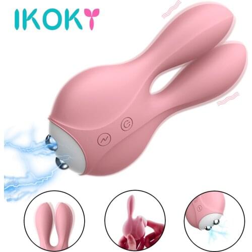 IKOKY Breast Clitoris Stimulator Massager Vibrators Egg Female Masturbation Electric Shock Rabbit Vibrator Sex Toy for Women Men