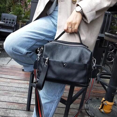 Winter Classic Large-capacity Boston Bag Ladies Natural Cowhide Leather Bag Elegant Female Shoulder Handbags Bolsa Feminina Sac