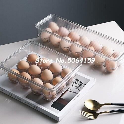 12/14 Grids Kitchen Refrigerator Freshness Box Egg Freshness Storage Box Transparent Glove Box Seperated With Lid Egg Box