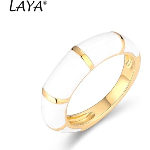 Laya Silver Ring For Women 925 Sterling Silver Simple Design Circle White Finger Ring Fine Jewelry Handmade Enamel 2021 Trend
