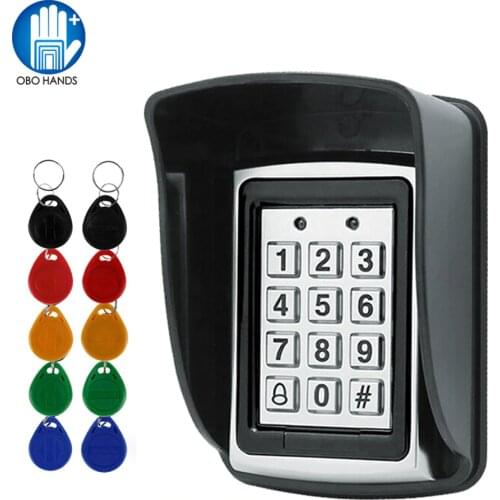 RFID Metal Access Control EM Card Reader Keypad with 10 EM4100 keyfobs waterproof protecter cover For Door Access Control System