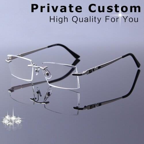 High Quality Rimless Prescription Glasses Men Frameless Eyeglasses Clear Business Style Myopia Eyewear Complete Optical For Male
