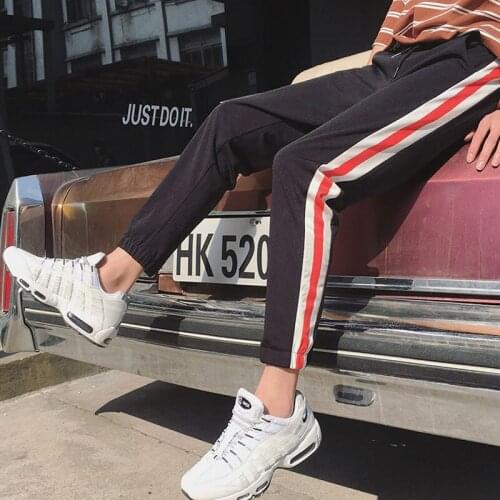Men jogger pants 2020 new arrival spring and summer Korean style thin casual male ankle-length pants black teenager boy n44