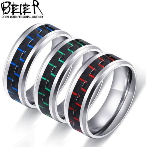 BEIER 316L Stainless Fashion Mans Ring Titanium Steel Unique 2018 Trendy Jewelry For Men High Quality Wedding Band LLBR-R001R