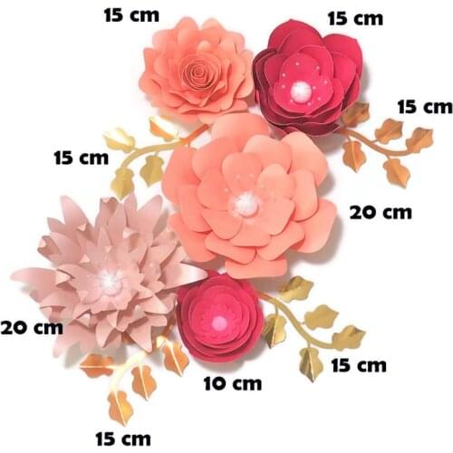 Handmade Cardstock Rose DIY Paper Flowers Leaves Set For Wedding & Event Backdrops Decorations Nursery Wall Deco Video Tutorials