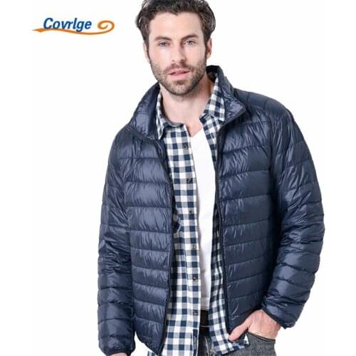 Covrlge New Men Winter Jacket Ultra Light 90% White Duck Down Jackets Casual Portable Winter Coat for Men Down Parkas MWY003