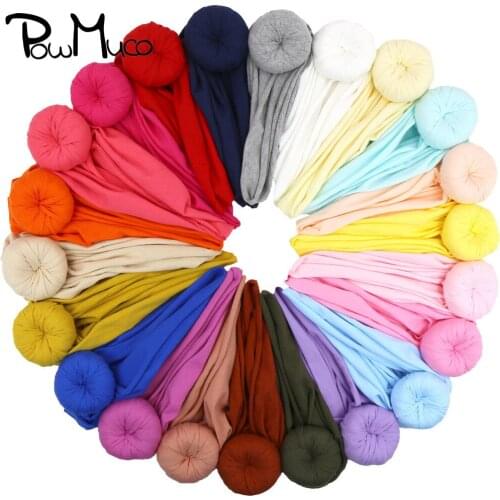 Powmuco 17*19 CM Solid Color Indian Hats Fashion Handmade Donut Baby Girls Caps Autumn and Winter Warm Headwear Infant Accessory