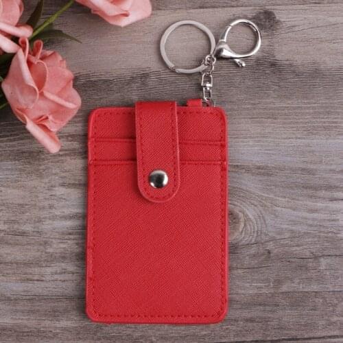 Portable ID Card Holder Bus Cards Cover Case Office Work Keychain Keyring Tool N7MF