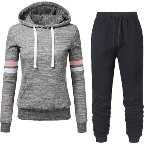 Casual Two Piece Outfits Pullovers Hoodies and Elastic Waist Jogger Pants Spring Autumn Tracksuit Woman Suit Female Sets 2021