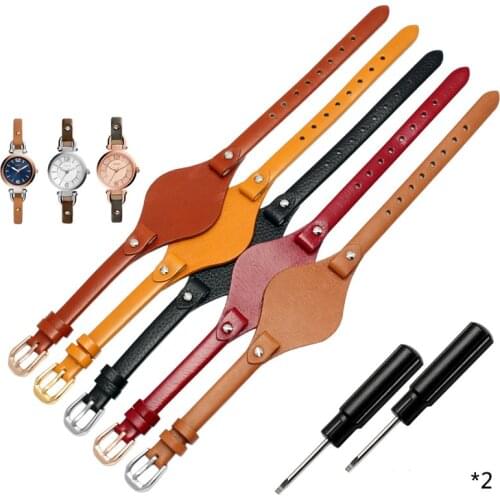 Genuine leather watch strap women watchband small bracelet 8mm for Fossil ES4176 ES4119 4026 3262 3077 4340 watch band with mat