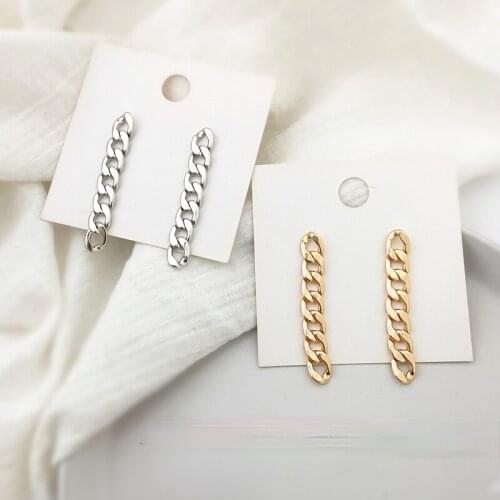 European and American style S925 silver pin chain earrings fashion hiphop punk style earrings chain hypoallergenic earrings