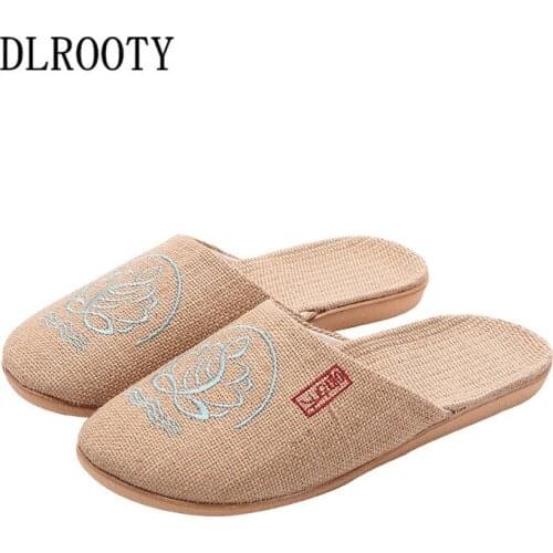Men Slippers Sandals Flip Flops 2019 New Summer Fashion Breathable Hemp Non-slip Shoes Man Home Slides Solid Casual Male