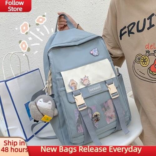 Preppy Style Student Backpack Solid Nylon High Quality for Women Trravel Shoulder Bags Large Capacity Teenage Girls Backpacks