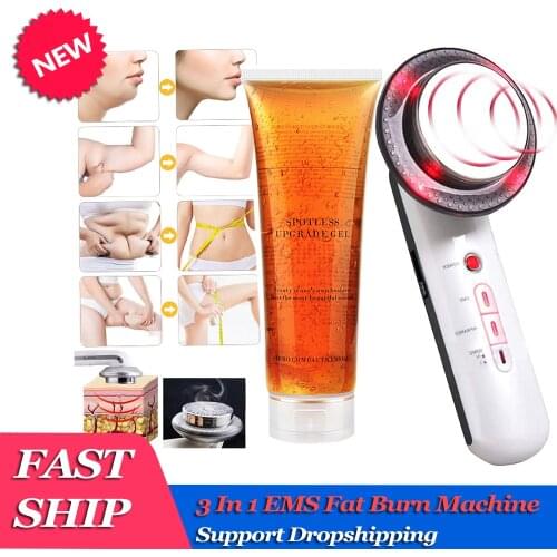 Ultrasonic Cavitation EMS Body Massager Face Slimming Machine With 300ml Fat Burn Slim Cream Gel Cavitation Anti Cellulite Set