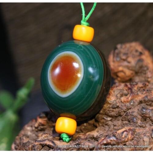 Treasure Unique Ultra Energy Tibetan Natural Old agate Colorful Goat Eye dZi Bead Amulet UA703D4 Timestown UPD22