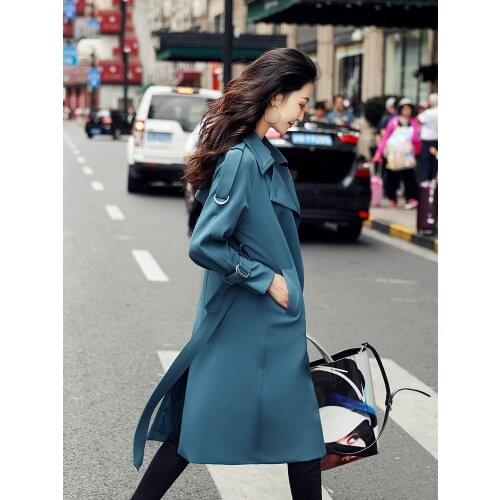 Windbreaker Womens Middle Long 2021 Spring Dress New Korean Leisure Popular Student English Style Small Coat Women