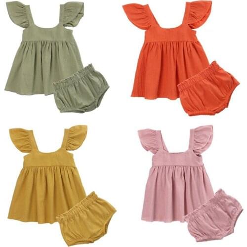 Wallarenear 0-24M Newborn Infant Baby Girl Fashion Off Shoulder Solid Top Shirt Shorts 2Pcs 4Styles For Cute Girl