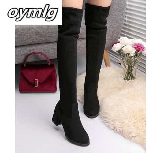 Women Casual Over the Knee boots shoes Winter women Female Round Toe Platform high heels pumps Warm Snow Boots shoes mujer W90