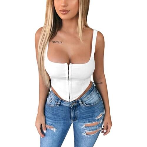 Women Sexy Crop Top Summer Adults Sleeveless Square Collar Solid Color Cardigan Top Camis