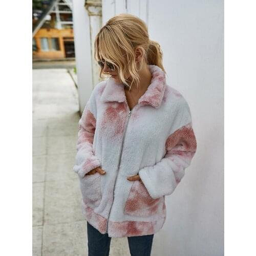 Womens Furry Warm Coat Jacket 2020 NEW Winter Womens Fashion and Elegant Tie-dye Fur Coat Ladies Thick Coats Winter Coat Women