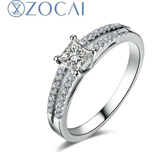 ZOCAI 100% natural diamond ring 0.45 CT certified diamond 18K white gold ring engagement ring fine jewelry W05955