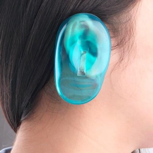 1 Pair Clear Silicone Ear Cover Hair Dye Shield Protect Salon Color Blue New Styling Accessories