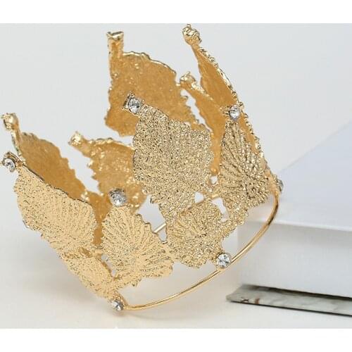 1pcs Gold Leave Mini Crown Cake Topper For Kids Birthday Decor Rhinestone Crown Cake Ornament Wedding Party Cake Crown Topper