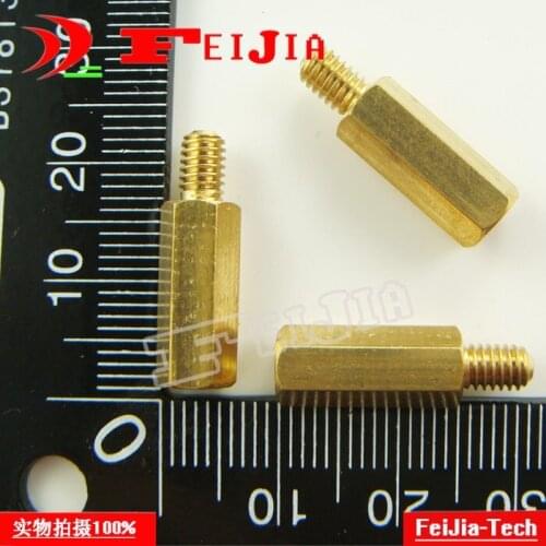 10PCS/LOT M4*15+6mm hexagonal copper pillars single head interval columns Brass Hardware Fasteners Bolts