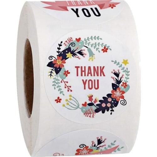 100-500pcs Thank You Round Sticker Scrapbook Envelope Seal Sticker Gift Flower Decoration Stationery Label Sticker