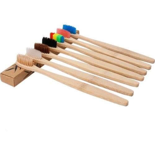 1000 pcs new mixed color bamboo toothbrush Eco Friendly wooden Tooth Brush Soft bristle Tip Charcoal adults toothbrush SN391