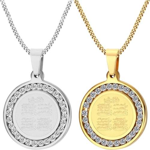 2021 Fashion Religious Totem Jewelry Stainless Steel Zircon Mantra Personalized Pendant Necklace Suitable For Men’s Accessories