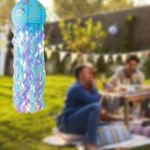 3 Pcs Summer Jellyfish Paper Lanterns Pink Purple Blue Hanging Lights Ocean Theme Party Under the Sea Birthday Party Y1QB