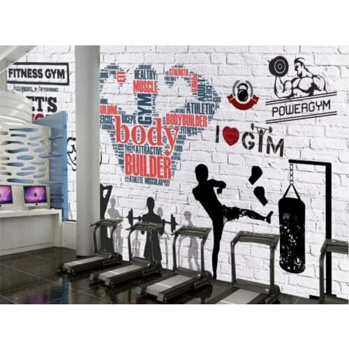 WDBH 3d photo wallpaper custom mural Brick wall exercise fitness club image wall home decor living room wallpaper for walls 3 d