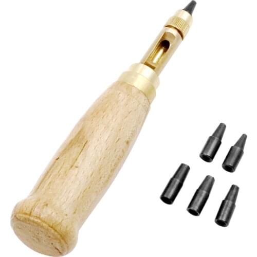 6Pcs Automatic Belt Punch Replaceable Multi-Head Belt Screw Hole Puncher DIY Leather Paper Tool Drill Craft Kit Bookbinding Tool