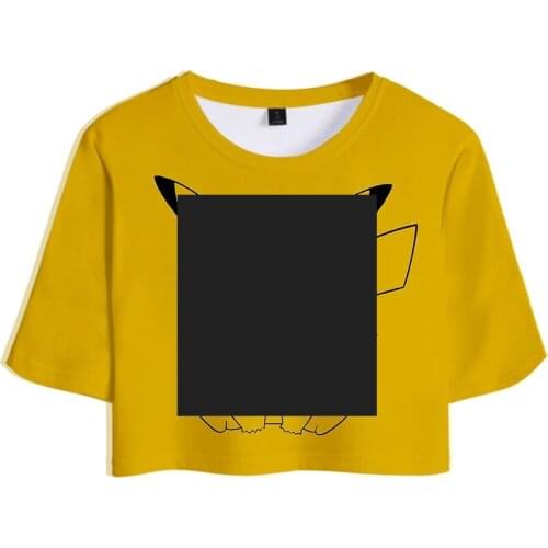 Po ke m o n Style Anime Cropped Funny T-shirt Sexy Exposed Navel Tops Kawaii Anime T shirt Boys/Girl Tops Tees