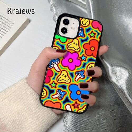Krajews weird smiley faces indie coque Phone Case for iPhone 12 mini 5 6S 7 8 PLUS X XS XR 11 PRO MAX SE 2020 Cover Funda Shell