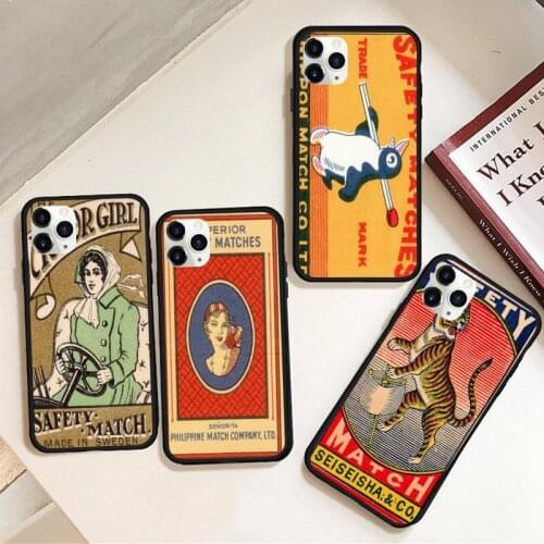 Retro matchbox art Phone Case Rubber For iphone 12 11 Pro Max Mini XS Max 8 7 6 6S Plus X 5S SE 2020 XR cover