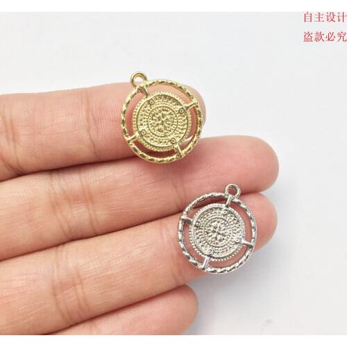 Eruifa 20pcs 16mm New Popular Coin Charms Pendant necklace,earring jewelry DIY handmade Gold Lead/Nickle Free