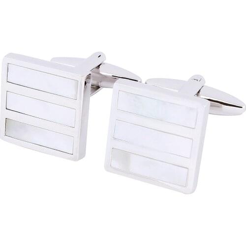 HAWSON Mens Fashion Cufflinks Rhodium Mother of Pearl Accessories Cuff Buttons French Shirt Business Wedding Jewelry