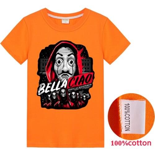 Money Heist T Shirts Children Kids Clothes Short Sleeve Cotton Cartoon Tshirt Boys Tee Girls Tops Ropa Juvenil Adolescente Mujer