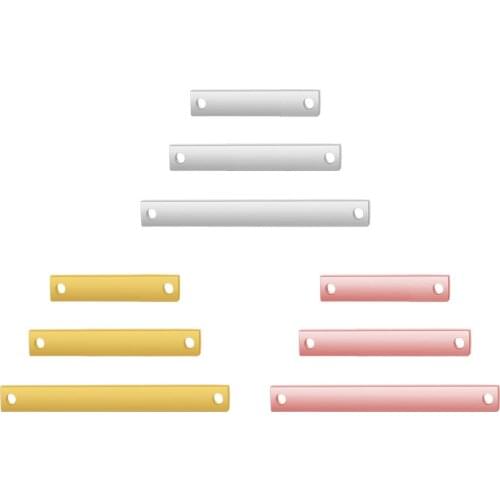 Stainless Steel High Mirror Polish Rectangle Pendant 3x20/30/40mm Blank Bar Two Holes Connector DIY Jewelry Accessories 15pcs