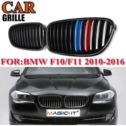MagicKit 2x For 10-16 BMW F10 F11 F18 M5 Sedan Glossy Black Front Kidney M Color Grilles