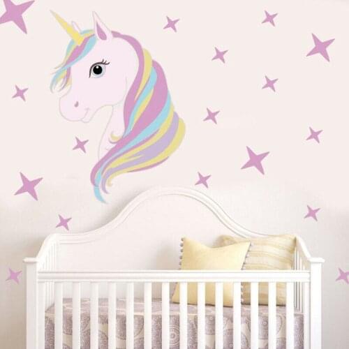 Cute Unicorn & Bling Stars Wall Decal Art Stickers Vinyl Home Room Decors Nursery decor
