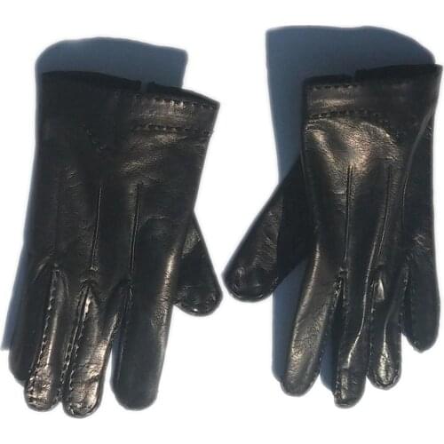 KIMOBAA man fashion whole piece of back three lines Itlay leather black gloves