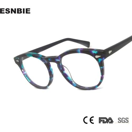 Vintage Acetate Glasses Frame Men Round Prescription Eyewear Women Retro Transparent Myopia Optical Nerd Spectacles Eyeglasses