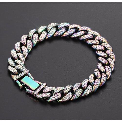 Cuban Punk Mens Bracelet Hip Hop Luxury Fashion Rapper Treasure Miami Bracelet Ice Out Zircon Buckle Big Barrel Chain For Men